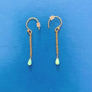 Gold earrings with turquoise bead